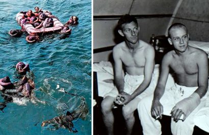 Más de 600 náufragos fueron devorados por los tiburones después del hundimiento del barco. Unos 317 lograron sobrevivir. (Foto: Archivo Nacional US Navy).
