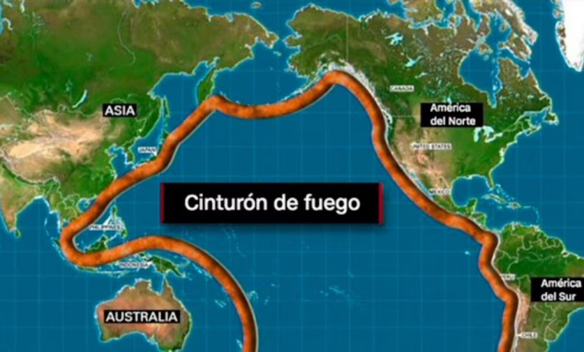 El Cinturón de Fuego es una franja tectónica de más de 40.000 km alrededor del océano Pacífico, donde se produce el 90% de los terremotos del mundo debido al choque de placas.