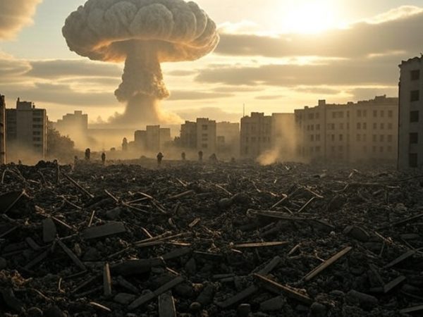 A nivel global, dos años después de la guerra, la producción de alimentos disminuiría en un 80%, señala estudio (imagen creada con inteligencia artificial).