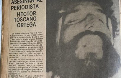 Héctor Toscano fue un periodista que se radicó en Manta y reveló actos de corrupción de su época. Su crimen en diciembre del 1983 lo ejecutó "Cartucho".