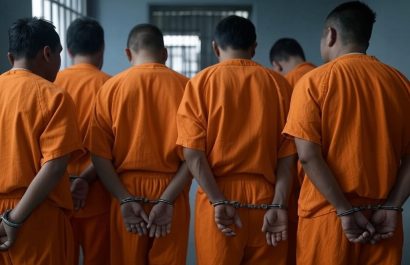 Los siete detenidos por el delito de tráfico de drogas.