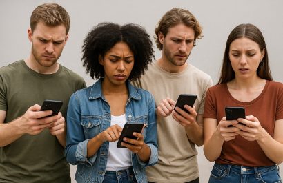 La sobrecarga de información en WhatsApp, una aplicación diseñada para mantener vínculos, a menudo produce el efecto contrario. FOTO: Inteligencia Artificial (IA).