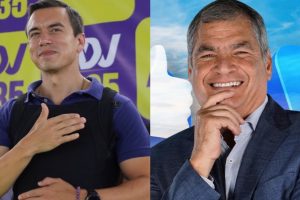 El presidente Daniel Noboa (izq.) junto al líder de la Revolución Ciudadana, Rafael Correa.