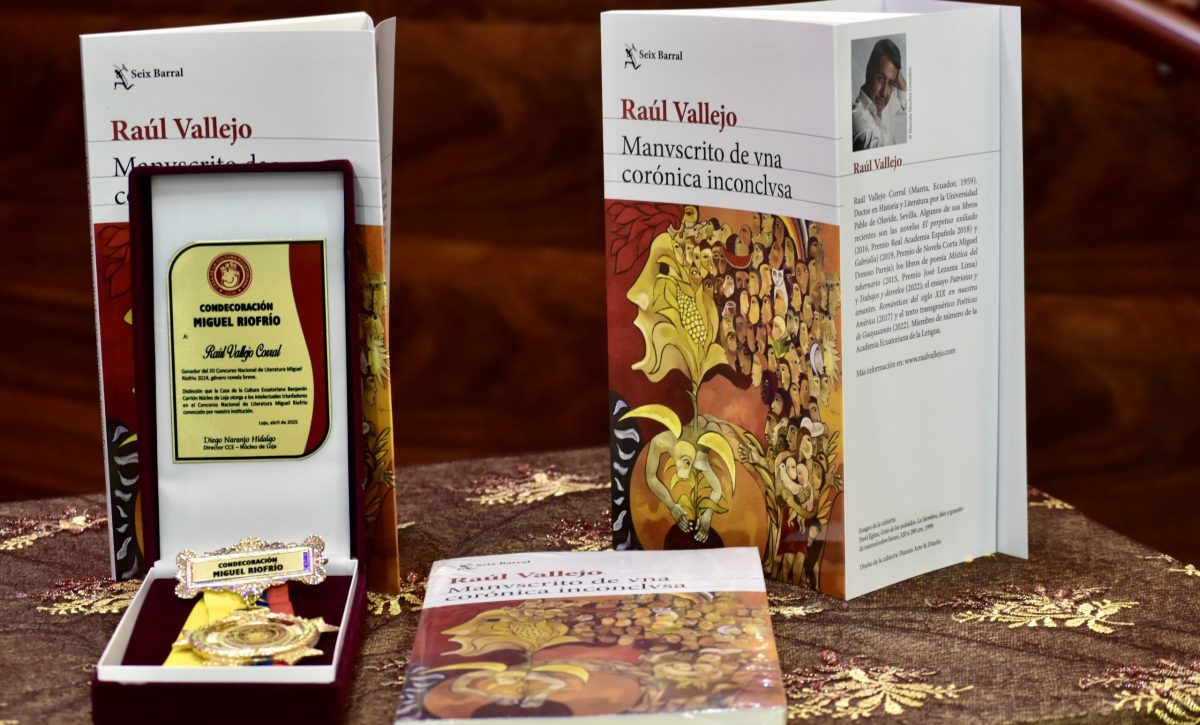 La obra "Manuscrito de una crónica inconclusa" de Raúl Vallejo Corral fue galardonada en la categoría de novela breve del XII Concurso Nacional de Literatura Miguel Riofrío 2024.