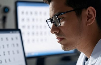 salud visual, persona con lentes