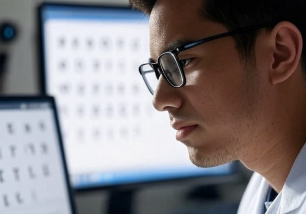 salud visual, persona con lentes