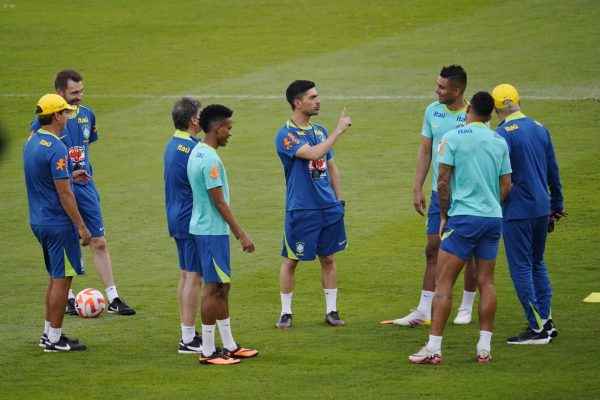 Brasil en un entrenamiento previo a su partido ante la selección de Ecuador.