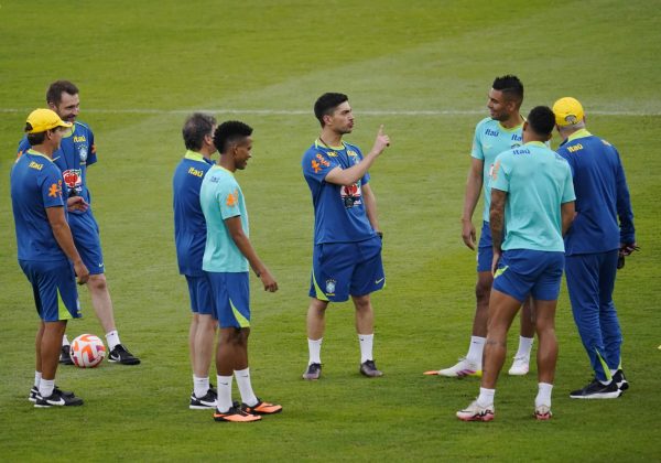 Brasil en un entrenamiento previo a su partido ante la selección de Ecuador.