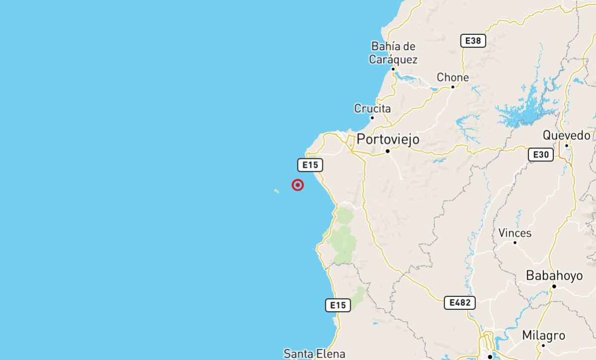 Reportan sismo de 3.9 grados a 38 km de Puerto López, sin daños